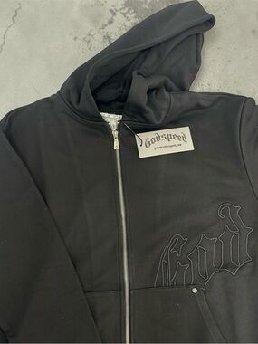 Godspeed Black Zip-Up Hoodie with Embroidered Logo
